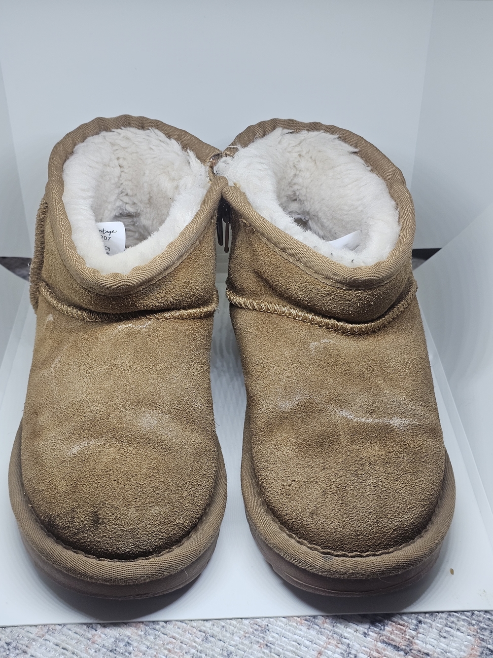 Crown Vintage Tan Suede Boot with Cream Shearling